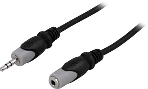 DELTACO lydkabel, 3,5 mm hann - hann, 5 m Black