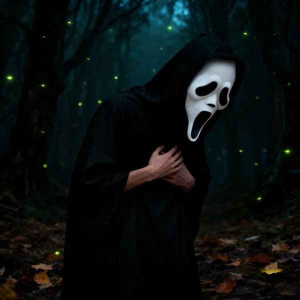Eksklusiv GhostFace Scream Mask Masquerade Maskerademaske i blødt materiale inklusive kniv Black