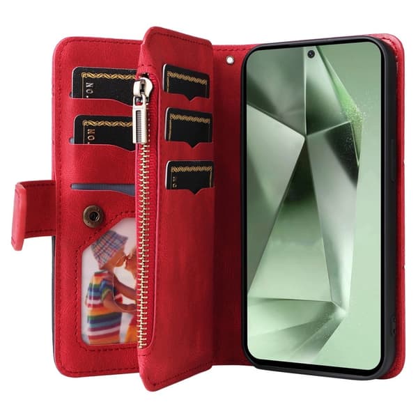 KT Multifunksjons Serie-5 Telefonveske for Samsung Galaxy S24 FE Red