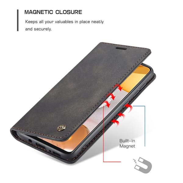 CASEME Retro lompakkokotelo Samsung Galaxy S21 Ultra Black Black