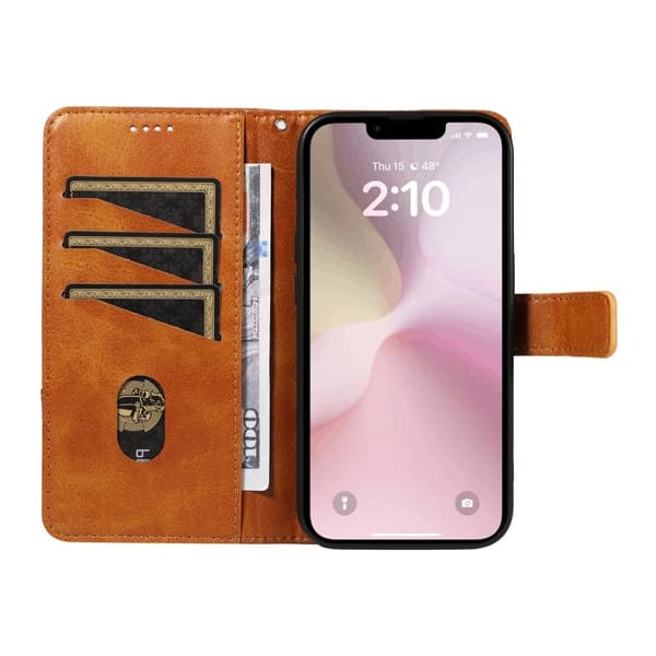 Pungcover til iPhone 17e / 16e – Geometrisk Linje Brown