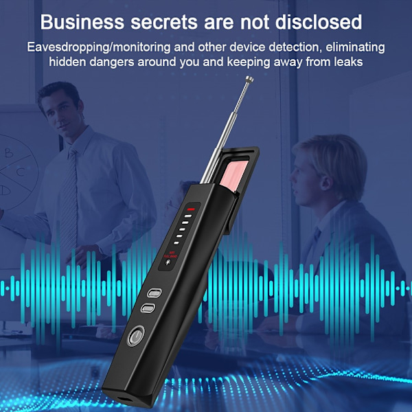RF-signaldetektor GPS WiFi Tracker Kamera Buggdetektor Anti-spion infraröd skanner Svart