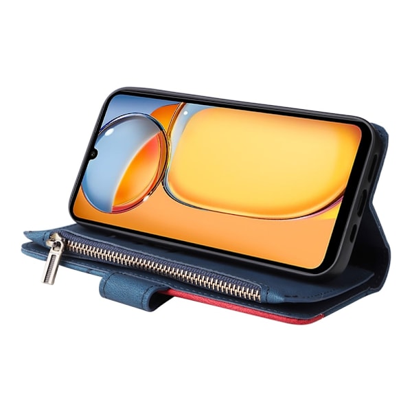 KT Wallet Case til Xiaomi Redmi 13C - Blå - Rød Blue