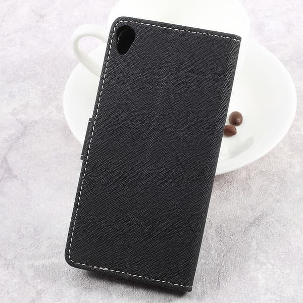 Asus Zenfone Live - Cross Texture Lommebok - cover - Sort Black