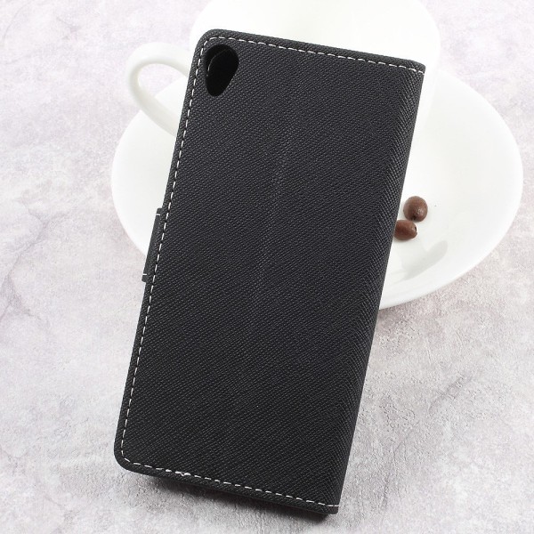 Cross Texture Wallet Case for Asus Zenfone Live ZB501KL Black
