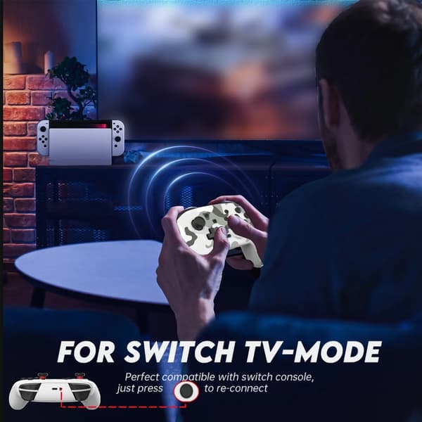 Yhteensopiva Nintendo Switch Bluetooth Controller Gamepad Turbo Function - toiminnon kanssa White