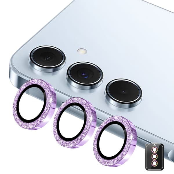För Samsung Galaxy S26 Glittrande Kameralinskydd Lila