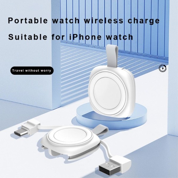 Oplader til Apple Watch opladningsbase med Type-C/USB-kabler White