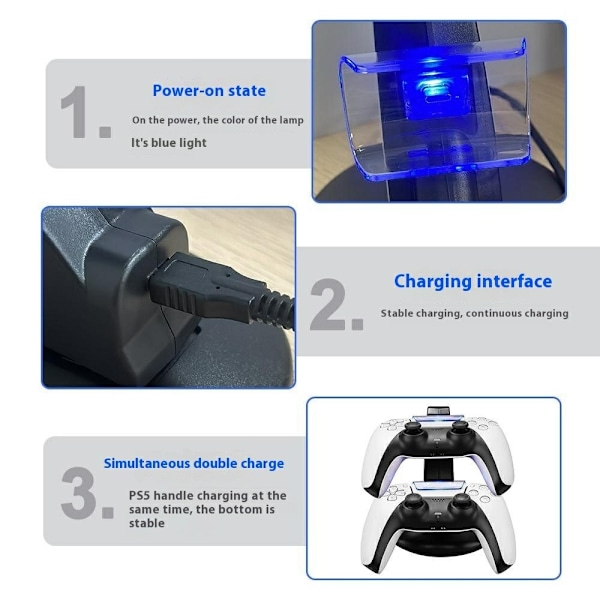 Ladestasjon & Oppbevaringsstativ for Sony PlayStation 5 Kontrollere Black