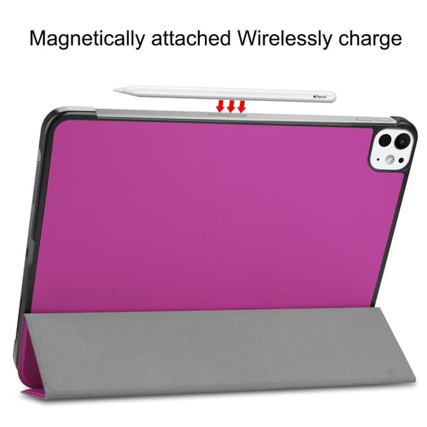 Til iPad Pro 11 (2024) Etui Tre - fold Stativ Tablet Cover - Lilla Purple