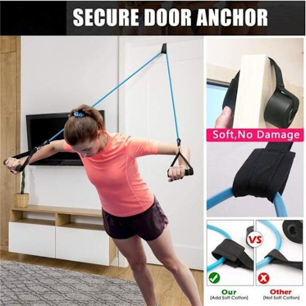 Fitness Puller Resistance Belt Training Elastic Gym Kehonrakennus Black
