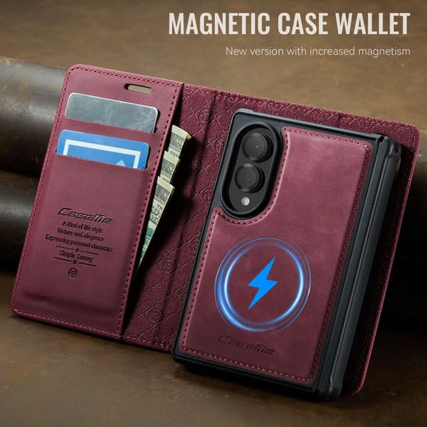 CASEME Magnetisk telefonlommebokdeksel til Samsung Galaxy Z Fold8 Red
