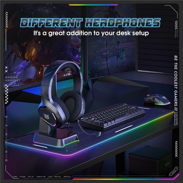 ONIKUMA PC Gaming Headset LED Kablede Over-Ear Hodetelefoner med Mikrofon Black