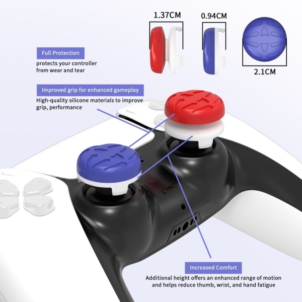 8 kpl PS5 / PS4 / Switch Pro -ohjaimen rocker-nappien korkeat ja matalat hatut, Rocker Elevated Cap Multicolor