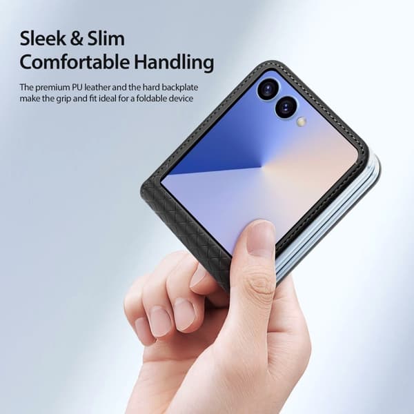 Til Samsung Galaxy Z Flip7 5G Cover DUX DUCIS Bril Series Læder + PC Telefoncover - Sort Black
