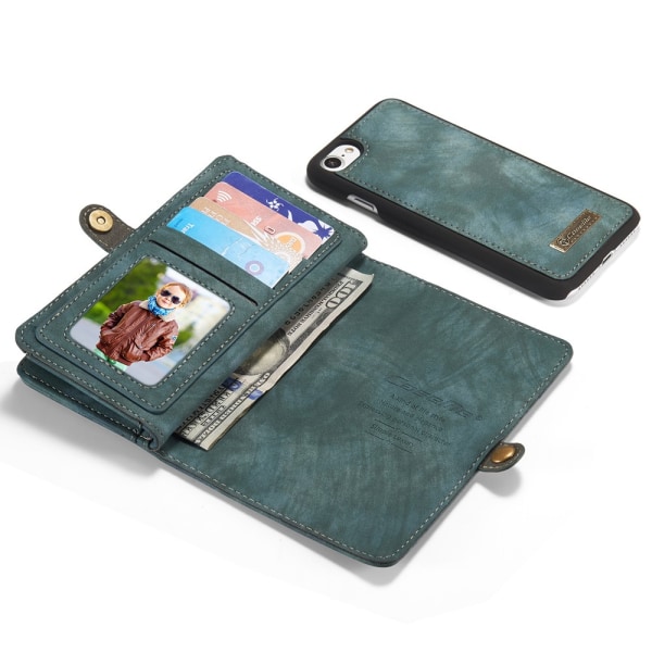 CASEME iPhone 7/8 Plus Retro Split läder plånboksfodral Blue