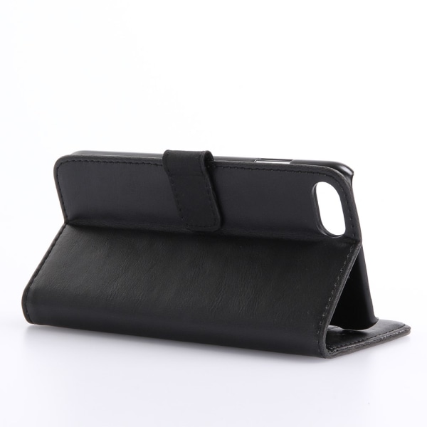 Retro nahkainen lompakkoteline iPhone 8/7 Plus -puhelimelle Black