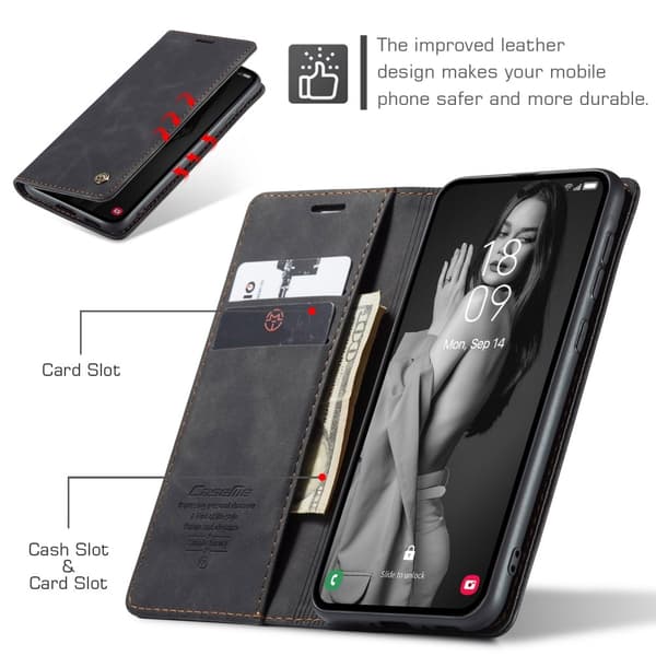CASEME Retro Pung Taske til Samsung Galaxy A55 - Sort Black