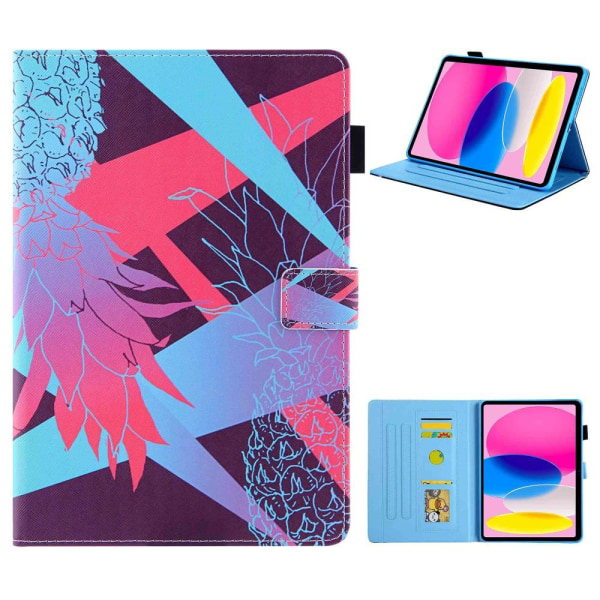 Til iPad 10.9 (2022) Tabletetui Cover Foldbart stativ - Rød Ananas Red