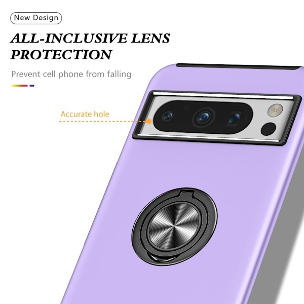 Til Google Pixel 8 Pro Fingerring Kickstand Hybrid Taske Purple