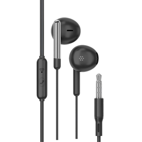 TIANSTON 3,5 mm AUX in-ear hörlurar med tråd med mikrofon Svart