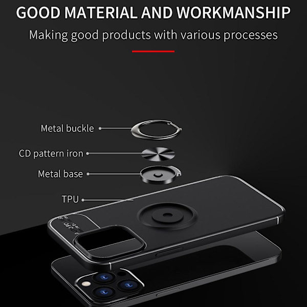 iPhone 13 Pro Max Hybrid Deksel Med Fingerring - Blå Blue