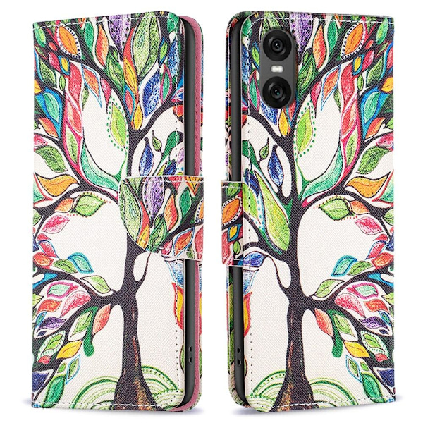 Til Sony Xperia 10 VI tegnebogstativetui mønstertelefoncover Multicolor