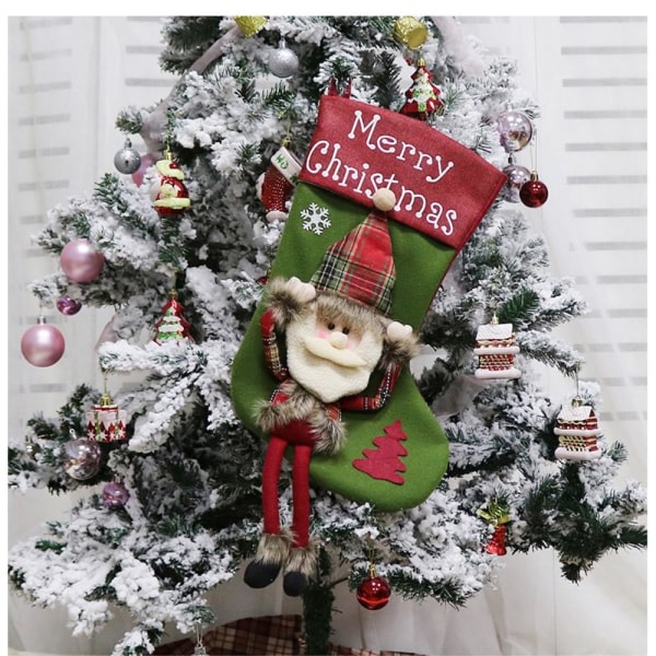 Christmas Stocking Sock Tree Hanging Decoration - Santa Claus Multicolor