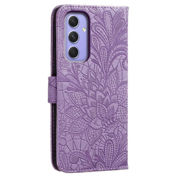Till Samsung Galaxy A16 5G / A16 4G fodral i PU-läder med Blommönster - Lila Lila