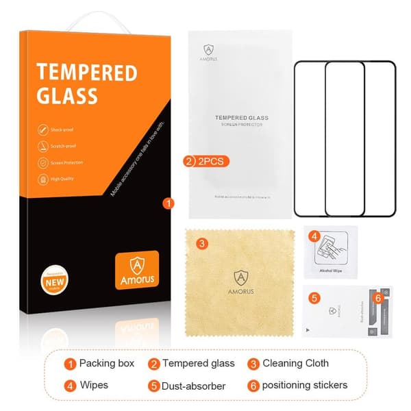 Til Xiaomi Redmi Note 12 Pro Amorus hærdet glas Fuldskærm 2 stk Transparent