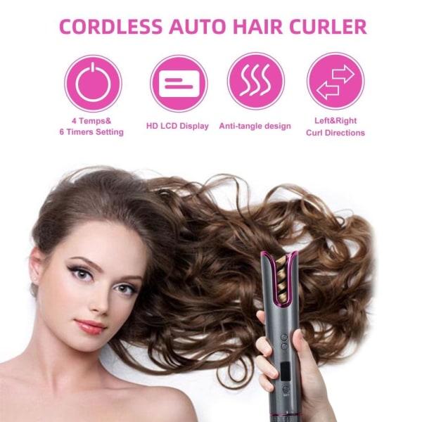 MDJ-808 Lyxig Automatisk Hårkrullare Hair Curler uppladdningsbar Svart