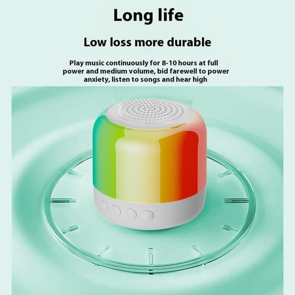 Høyttaler Bluetooth Stereo Surround Trådløs Mini Subwoofer med RGB-lys - Hvit White