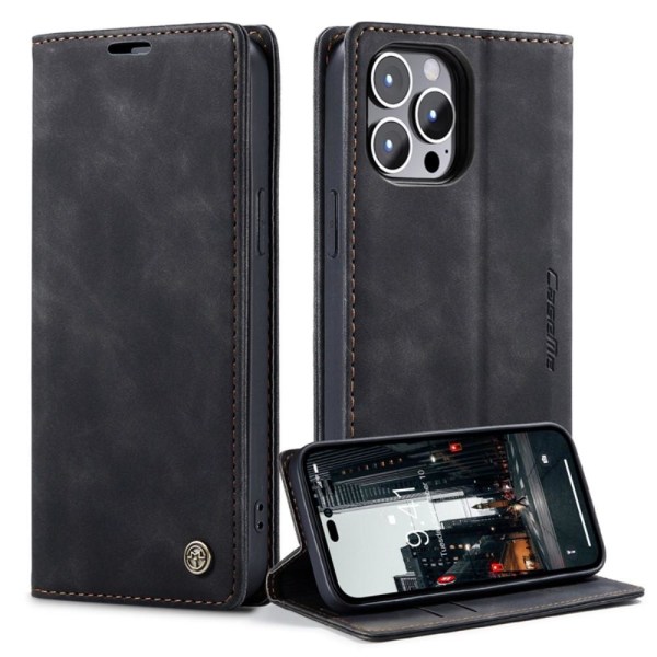 CASEME Retro tegnebog taske til iPhone 14 Pro Max - Sort Black