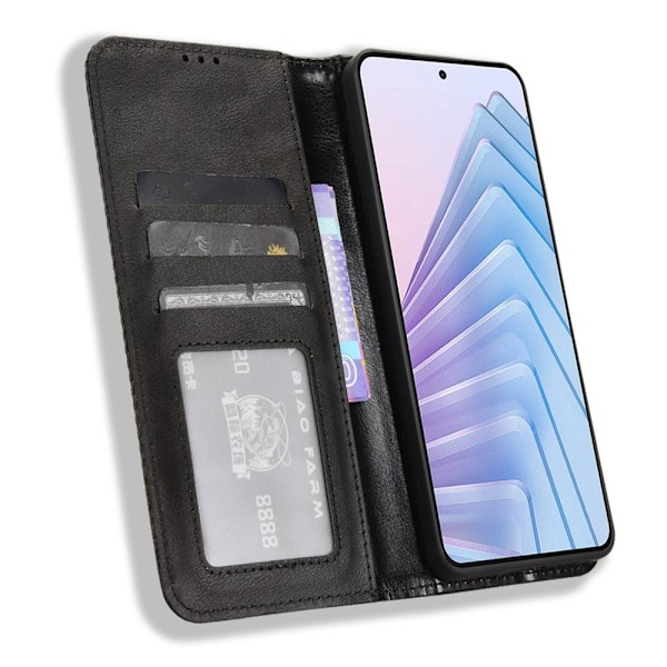 Til Xiaomi Redmi Note 14 4G Pung Stand Flip Telefonetui - Sort Black