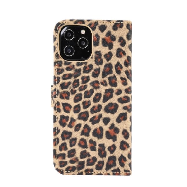 Leopardikuvioinen lompakkokansi iPhone 12/12 Prolle Brown