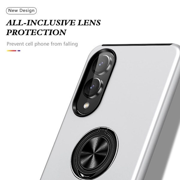 Til Samsung Galaxy S25 Edge Hybrid Deksel Med Fingerring Silver