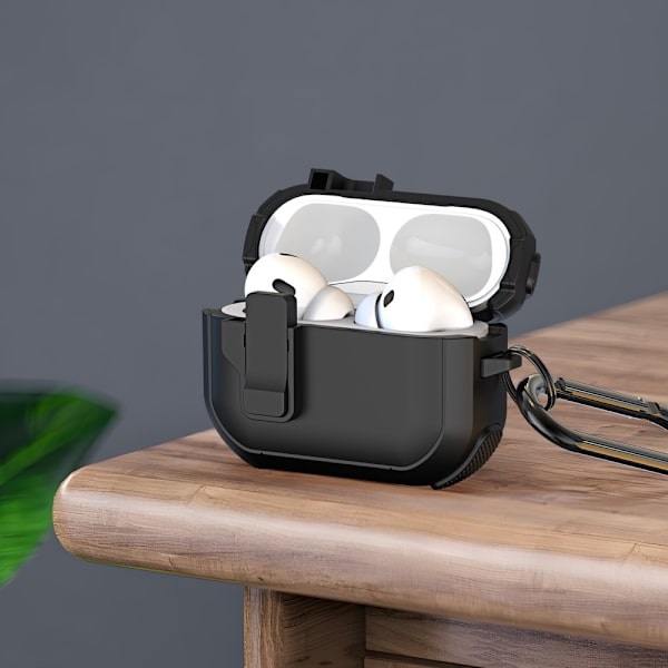 AirPods 4 -kotelolle DUX DUCIS PC+TPU Bluetooth-kotelo / kuori koukulla Black