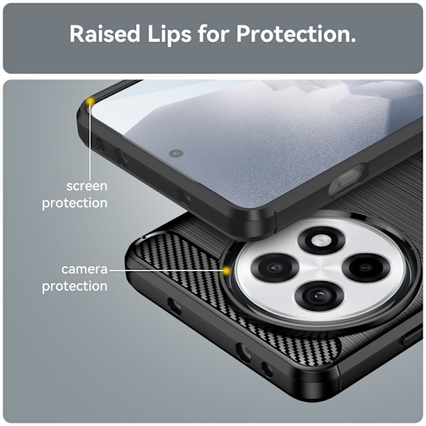 Telefoncover TPU Shell Bagcover Carbon OnePlus 13R - Sort Black