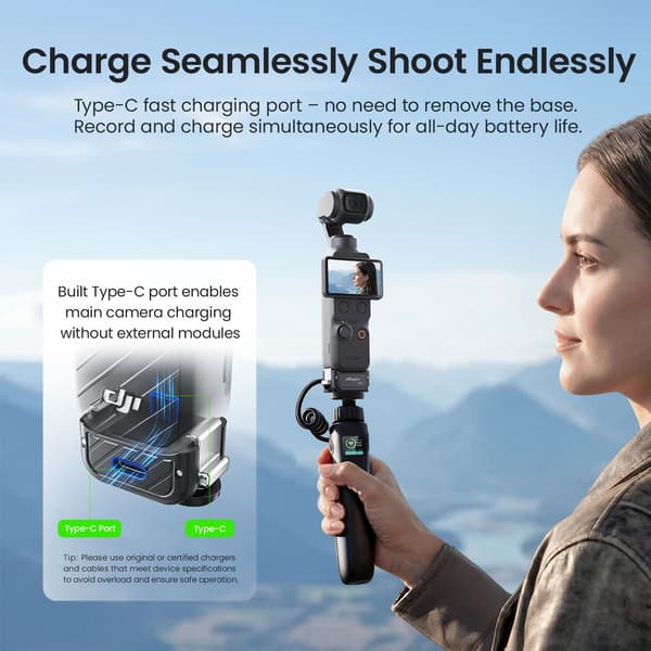 Dobbel ladestasjon for DJI Osmo Pocket 4 / 3 – magnetisk hurtigfeste Black
