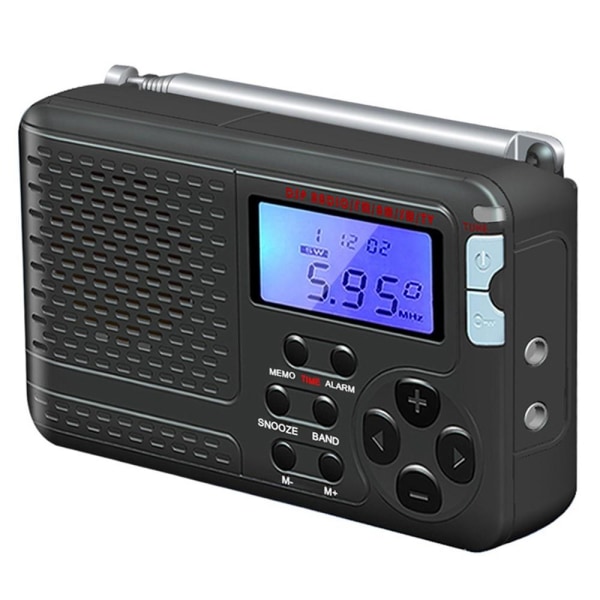 SY-7700 Retro AM/FM/SW/TV Täysikaistainen radio LCD-näyttöradio Black