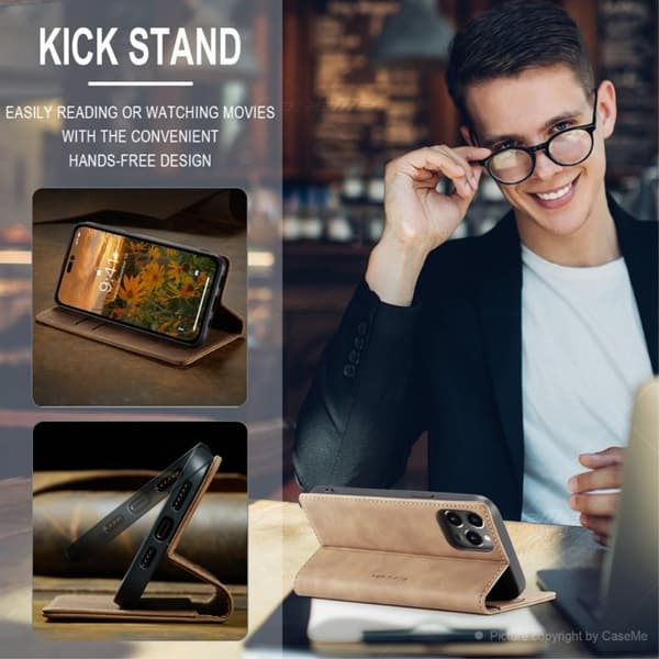 CASEME Lommebok - deksel iPhone 14 Pro Max - Lysebrun Brown