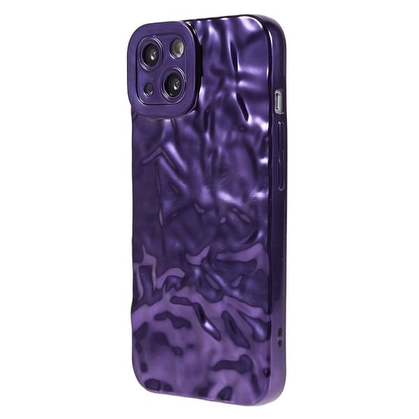 TPU-etui for iPhone 15 Plus med elektroplettering, rynket og ujevn overflate Purple