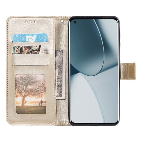 Lommebokdeksel med Stativ og Håndleddsstropp til Sony Xperia 1 VIII Gold
