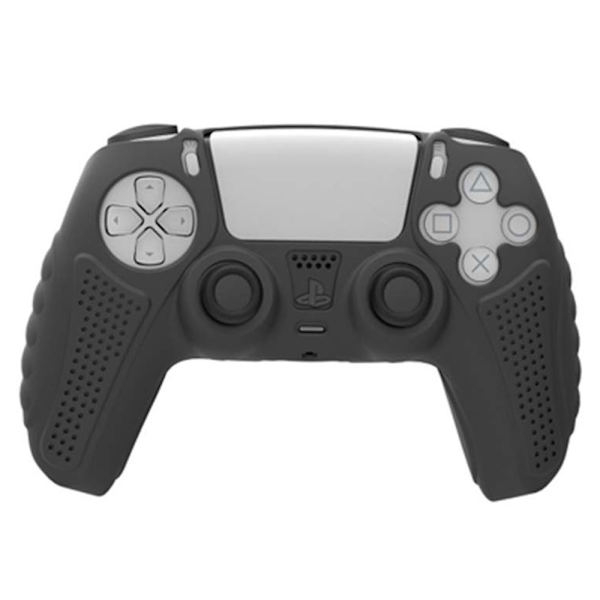 HONSON Protective Case Shell til Sony Playstation 5 Anti-Slip Silikone Skin Cover - Sort Black