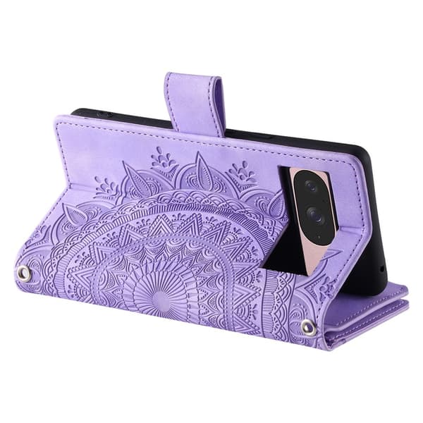 För Google Pixel 10 Pro / 10 / 9 Pro / 9 plånboksfodral Fodral Skal Mandala blommönster Lila