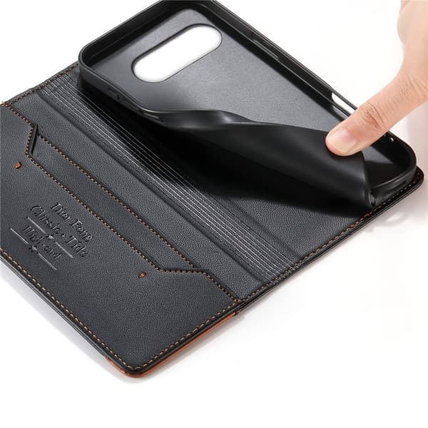 DIERFENG Til Google Pixel 10a Pungcover RFID Beskyttelse Stander - Sort Black