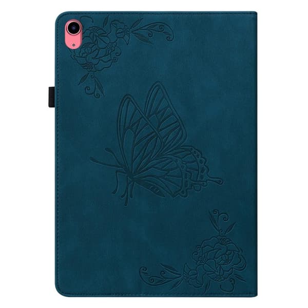 Apple iPad 10.9 2022 Sammenleggbart Veske Kortholder Sommerfugl - Blå Blue