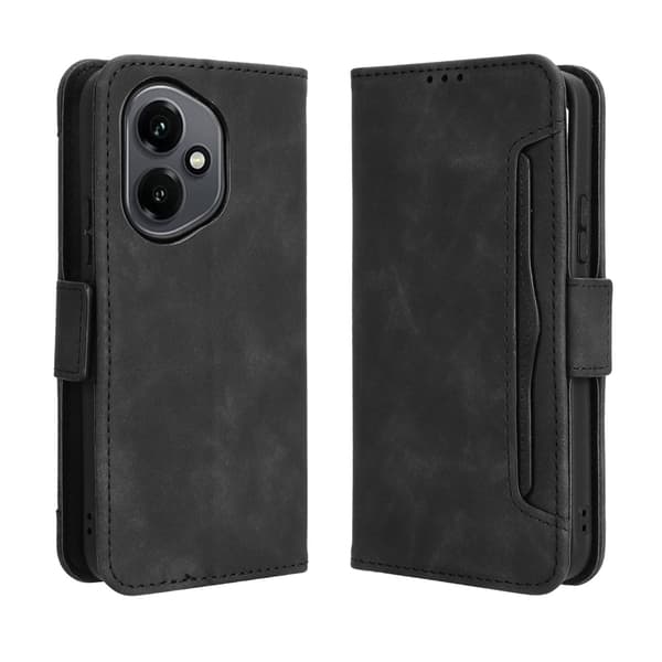 Til Honor 400 5G Etui Telefonpung med Flere Kortlommer - Sort Black