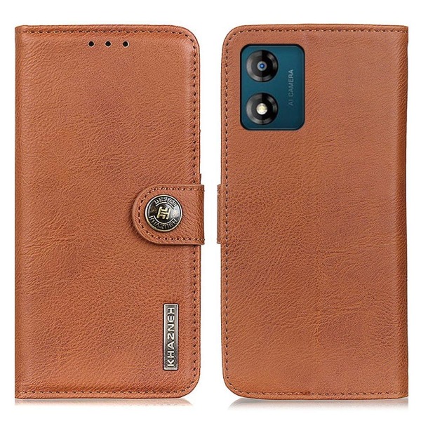 KHAZNEH Lommebok Stativ Etui Motorola Moto E13 4G Brown