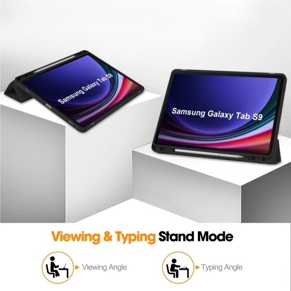 Slim Fit Cover Fodral Till Samsung Galaxy Tab S9 Sleep-Wake Up Svart